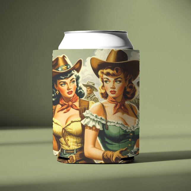 Enfriador De Latas Vintage Pin-up Cowgirls (Subido por el creador)