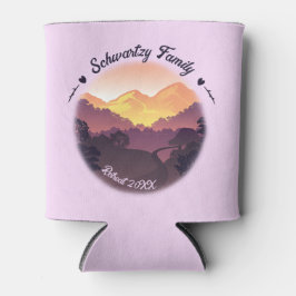 Enfriador De Latas Vintage Purple Yellow Farmhouse Mountain Sunset