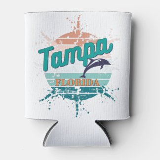 Enfriador De Latas Vintage retro Tampa Florida explota el atardecer