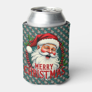 Enfriador De Latas Vintage Santa Merry Christmas Ilustracion Patten