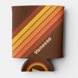 Enfriador De Latas Vintage Style Stripes with Name