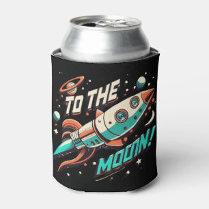Enfriador De Latas Vintage To The Moon Rocket ship