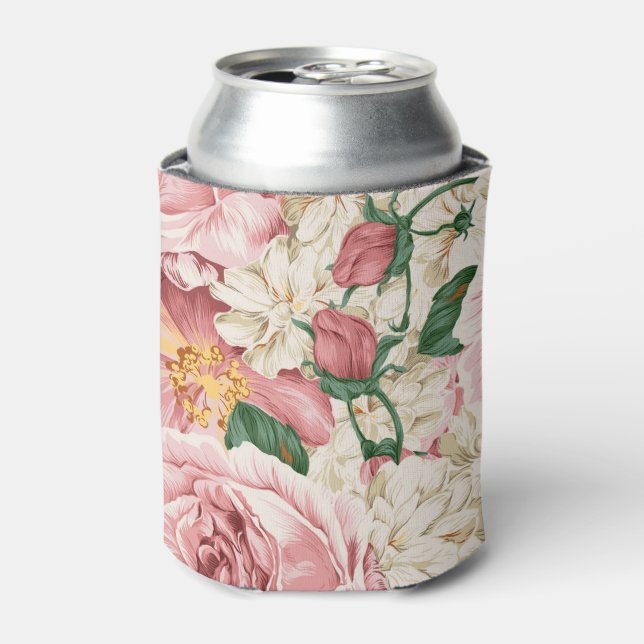 Enfriador De Latas Vintage Watercolor Pink Peonies Refrigerador de be (Lata Anverso)