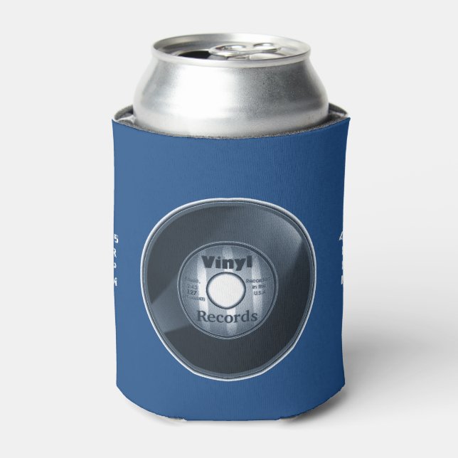 Enfriador De Latas VINYL 45 RPM record, azul (Lata Anverso)