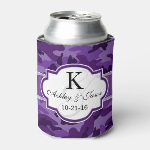 Enfriador De Latas Violet Purple Camo, Boda de camuflaje