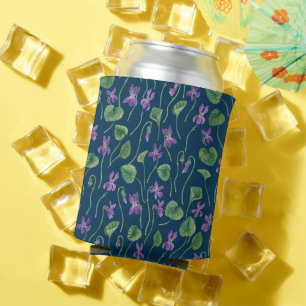 Enfriador De Latas Violetas acuarela sobre azul