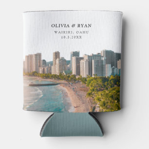 Enfriador De Latas Waikiki Wedding Favor Personalizado Hawaii Beach