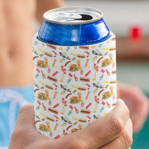Enfriador De Latas Watercolor BBQ Food, Bebidas y postres Pattern