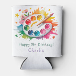 Enfriador De Latas Watercolor Paint Palette Art Fiesta de cumpleaños