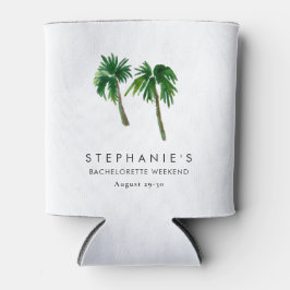Enfriador De Latas Watercolor Palm Trepical Tropical Bachelorette