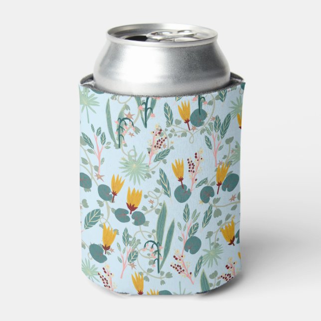 Enfriador De Latas Waterlily Blooms Garden Pattern BLue (Lata Anverso)