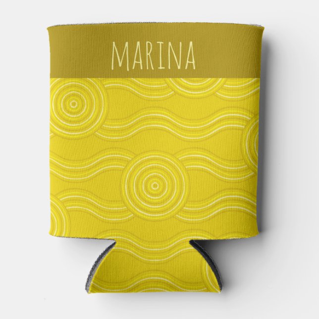 Enfriador De Latas Wattle Personalizable Name Australian Dreamtime (Anverso)