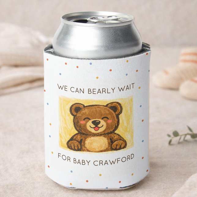 Enfriador De Latas We Can Bearly Wait! Simple Hand Drawn Baby Shower (Subido por el creador)
