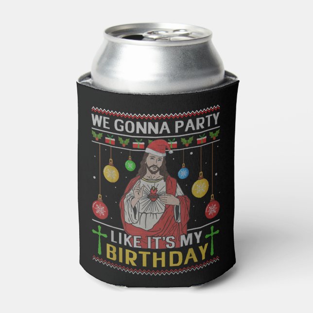 Enfriador De Latas We Gonna Party Like It's My Birthday Jesus Sweater (Lata Anverso)