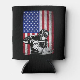 Enfriador De Latas Welder Vintage USA Bandera Americana Soldadura