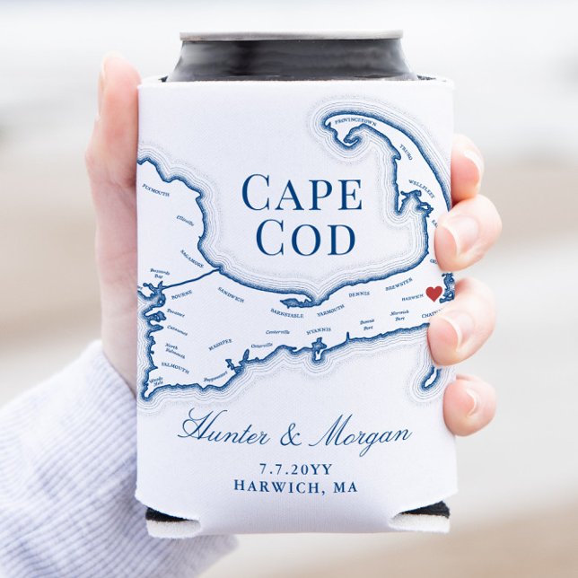 Enfriador De Latas Wequassett Resort Cape Cod Map Favor de la boda (This Wequassett Resort and Golf Club can coozie is perfect for your Harwich destination wedding)