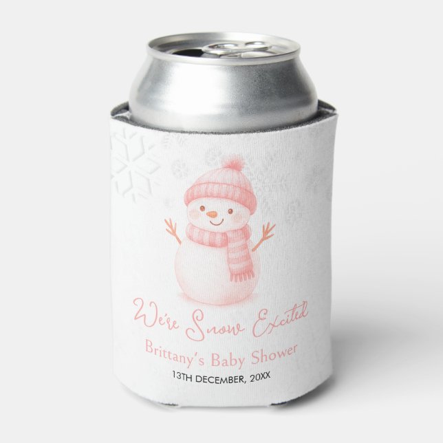Enfriador De Latas We're Snow Excited Snowmen Girl Baby Shower (Lata Anverso)