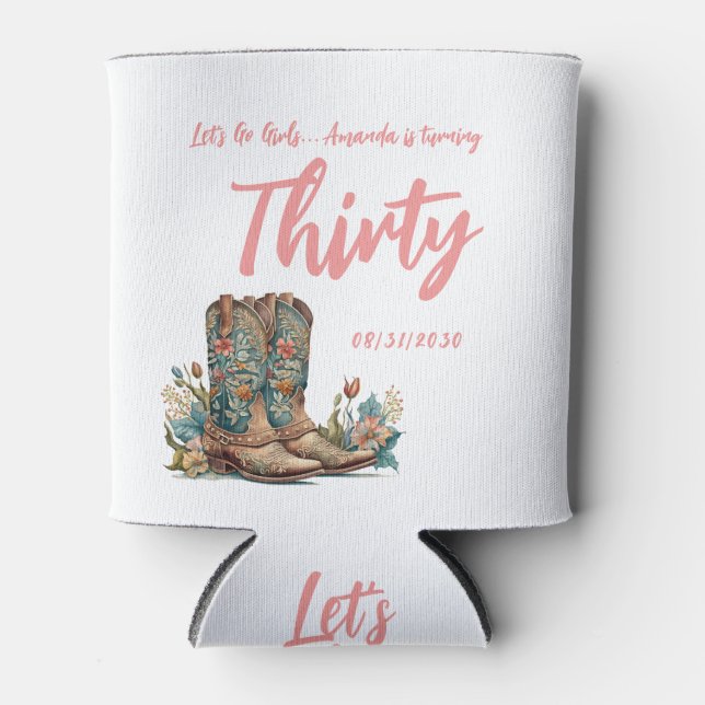 Enfriador De Latas Western Boots Floral Treinta Aniversario de la Fie (Anverso)