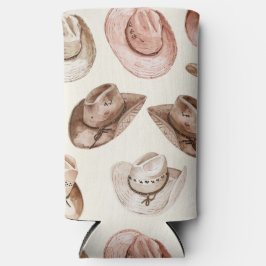 Enfriador De Latas Western Pink Brown Cowgirl Hats