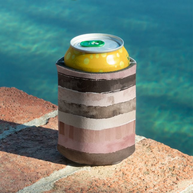 Enfriador De Latas Western Pink Brown Cowgirl Stripes (Piscina in situ)