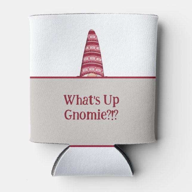 Enfriador De Latas What's Up Gnomie Holiday Gnome Custom Text (Anverso)