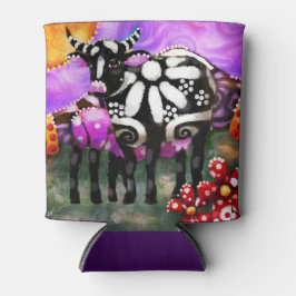 Enfriador De Latas Whimsical Abstract Momma & Baby Cow Funky Farm