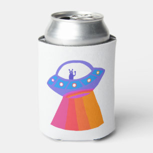 Enfriador De Latas Whimsical Alien UFO Rainbow PERSONALIZAR IT