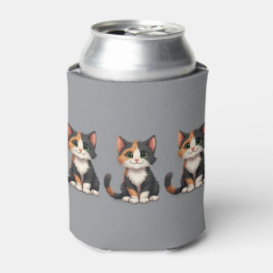 Enfriador De Latas Whimsical Calico Kitten con Cattitude