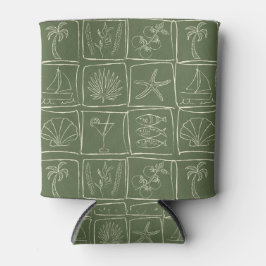 Enfriador De Latas Whimsical Coastal Mediterranean Tile Olive Grove