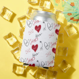 Enfriador De Latas Whimsical Doodles Hand Drawn Valentines Day