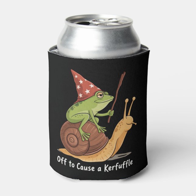 Enfriador De Latas Whimsical Frog Wizard Off to Cause A Kerfuffle  (Lata Anverso)