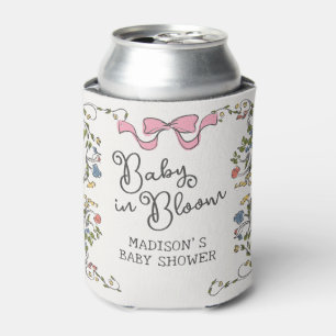 Enfriador De Latas Whimsical Garden Fiesta Floral Doodle Baby Shower