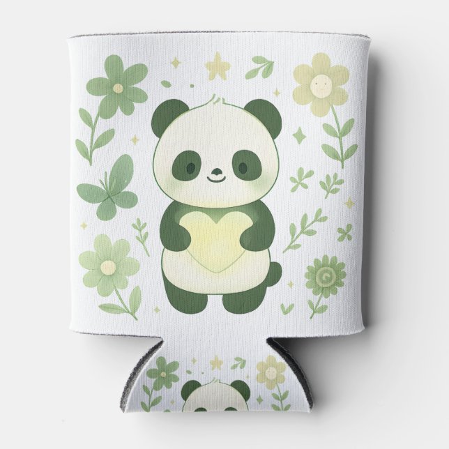 Enfriador De Latas Whimsical Panda Heart Can Cooler (Anverso)