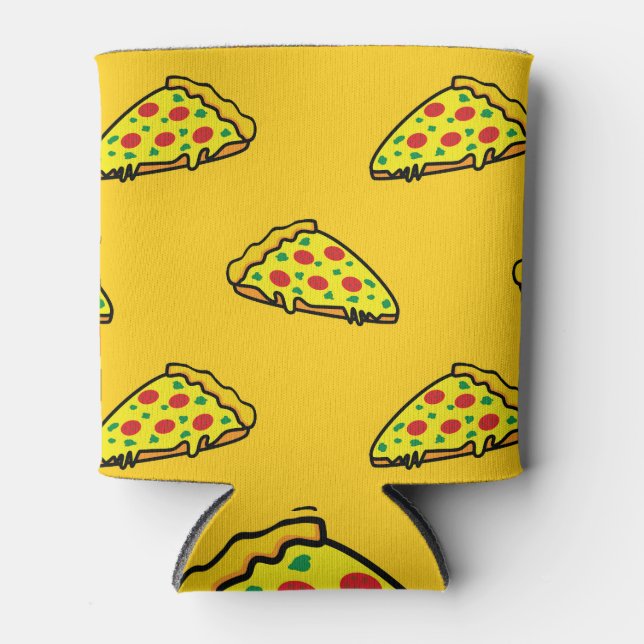 Enfriador De Latas Whimsical Vintage Pizza Pattern (Anverso)