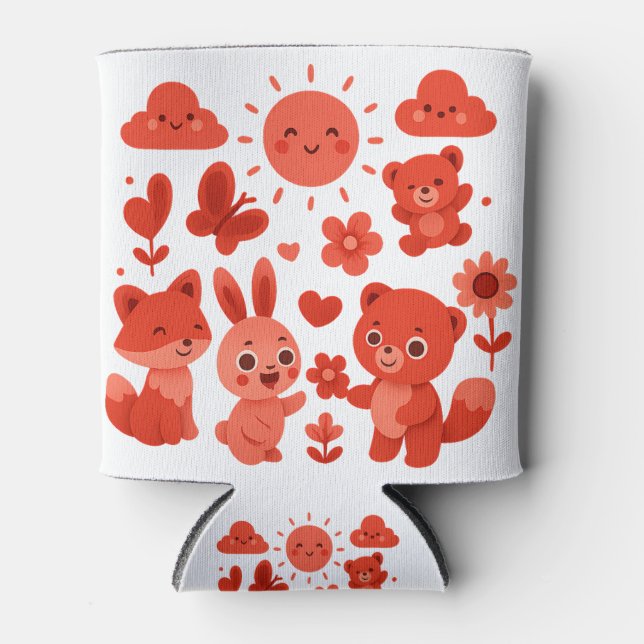 Enfriador De Latas Whimsical Woodland Animals Sun Can Cooler (Anverso)