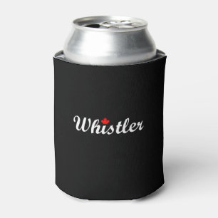 Enfriador De Latas Whistler Canada Script Text Maple Leaf Dark