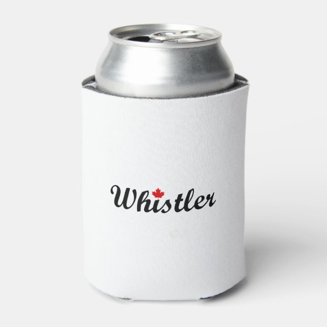 Enfriador De Latas Whistler Canada Script Text Small Maple Leaf (Lata Anverso)