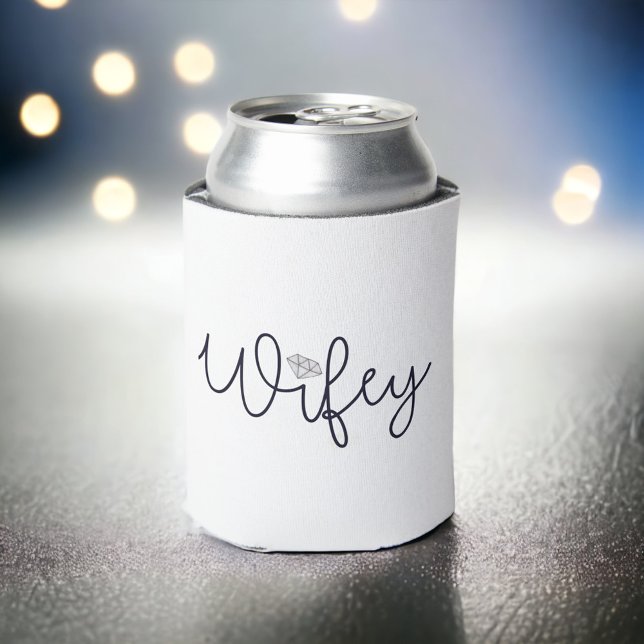 Enfriador De Latas Wifey Modern Black Script Diamond (Subido por el creador)