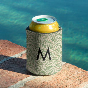 Enfriador De Latas Willow Bough Green Pattern Monograma de William Mo