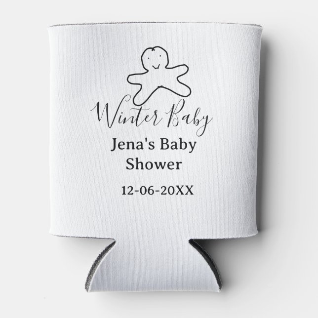 Enfriador De Latas Winter baby shower cookie black scribble hand-draw (Anverso)