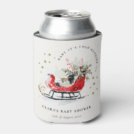 Enfriador De Latas Winter Sleigh Its Cold Outside Neutral Baby Shower