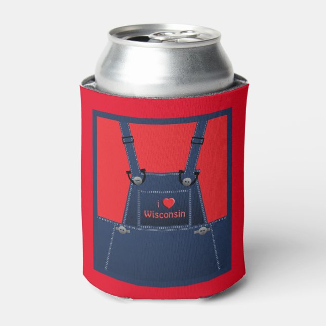 Enfriador De Latas Wisconsin Country Overalls Heart (Lata Anverso)