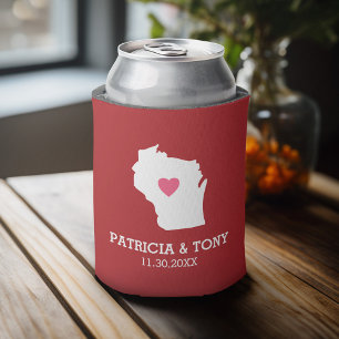 Enfriador De Latas Wisconsin Map Home State Love with Optional Heart