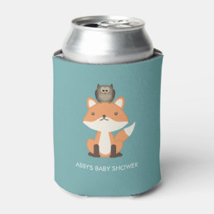 Enfriador De Latas Woodland Fox Forest Baby Shower Personalizado