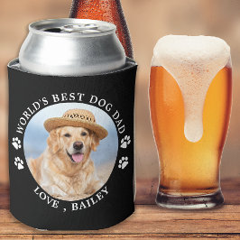 Enfriador De Latas Worlds Best Dog Dad Personalized Cute Pet Photo