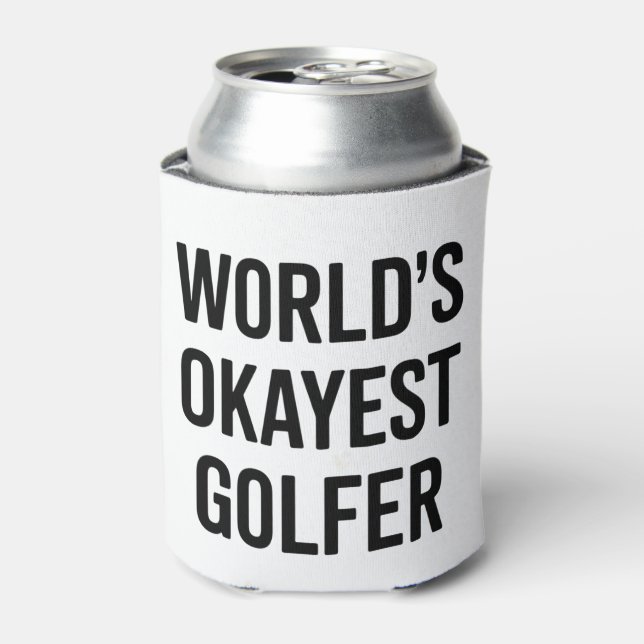 Enfriador De Latas World's Okayest Golfer Dad Father's Day Golfing  (Lata Anverso)