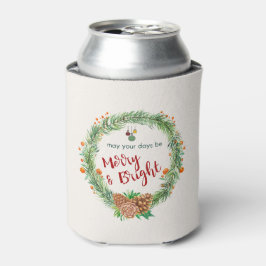 Enfriador De Latas Wreath de Navidades merry y brillantes