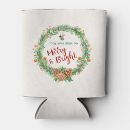 Enfriador De Latas Wreath de Navidades merry y brillantes