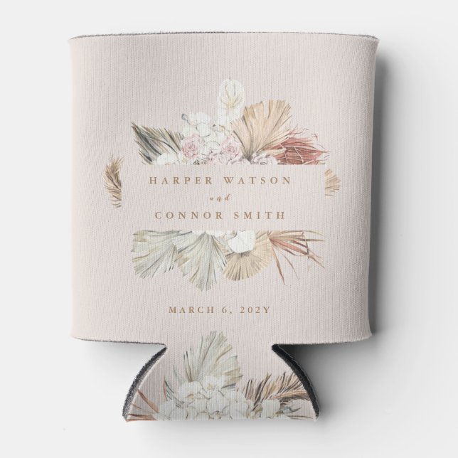 Enfriador De Latas Wreath Pampas Grass Boda (Anverso)