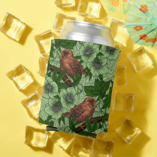 Enfriador De Latas Wren y hellebore, verde claro